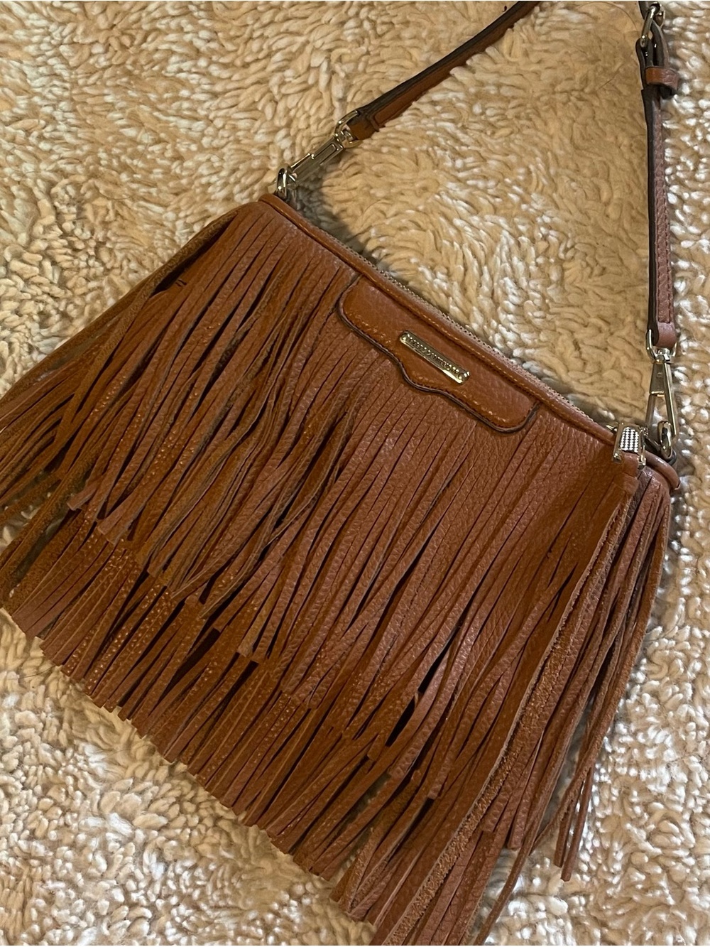 Rebecca Minkoff Brown Fringe Leather Crossbody Bag